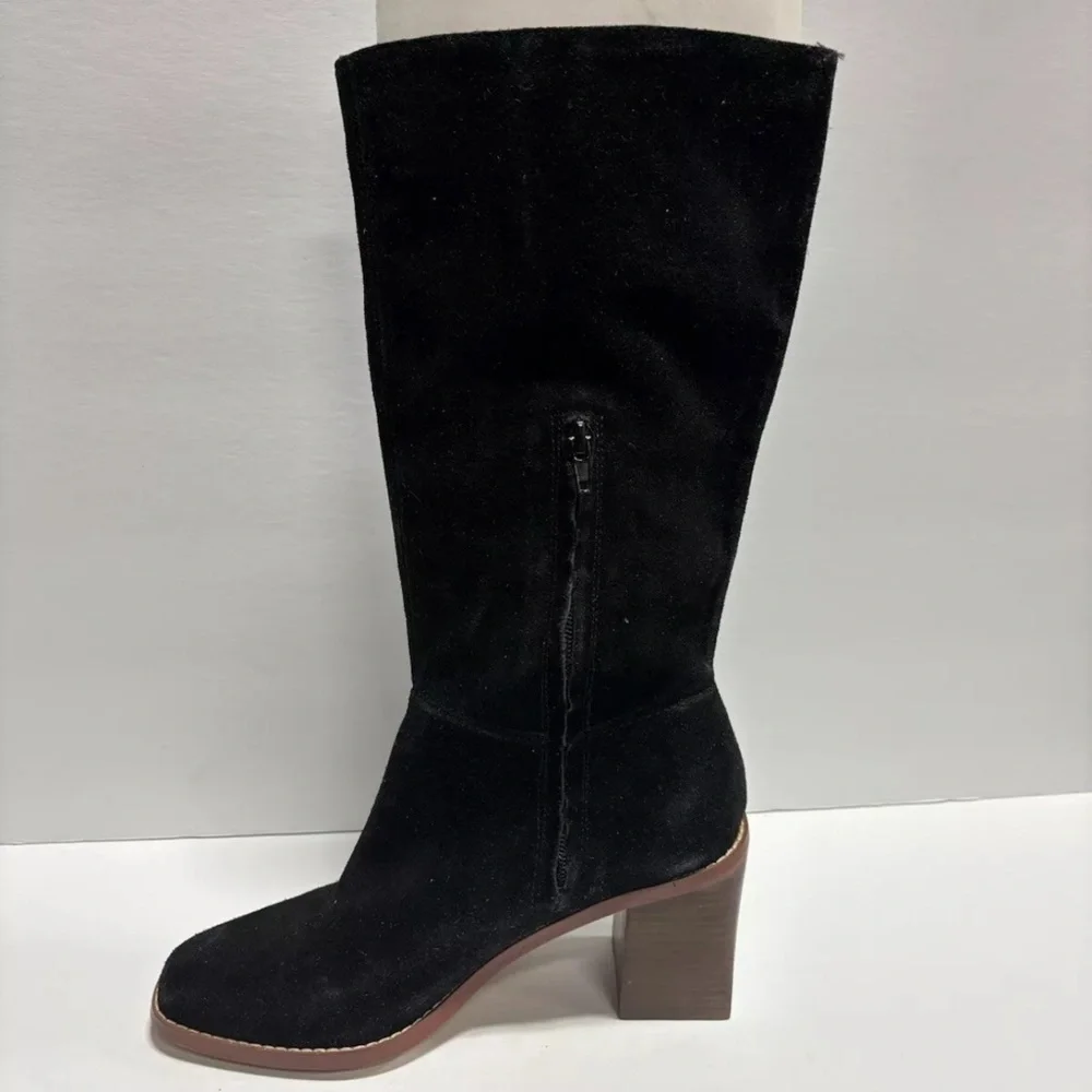 Crown Vintage Women’s Ravvi, Black Suede Tall Boots, Size 8 M